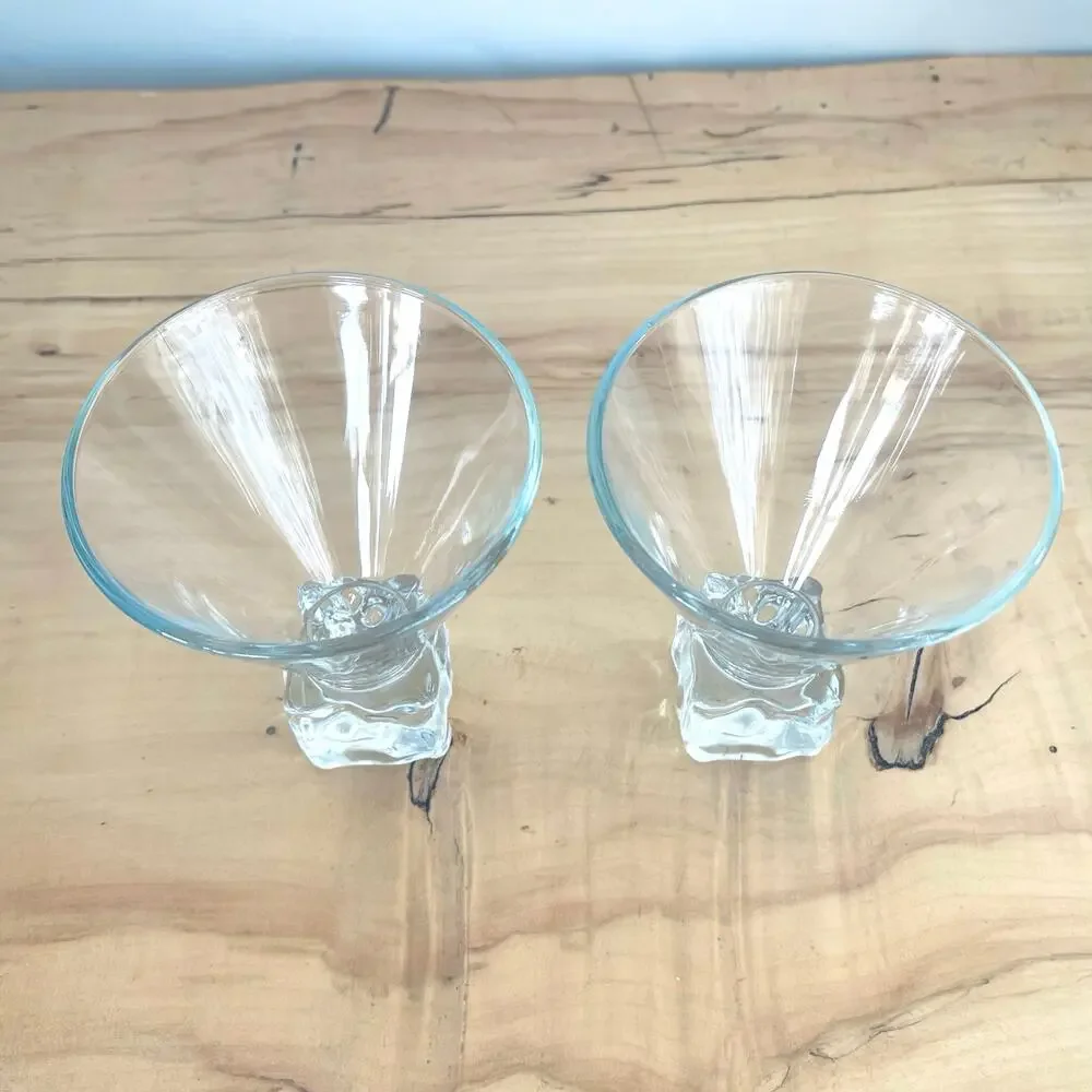 Vtg 60s Di Saronno Ice Cube Martini Glasses Rocks Bareware Cocktail Melting Ice